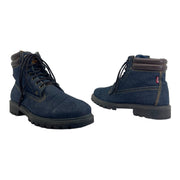 LEVIS Mens 10.5 Denim Boots Ankle Lace Up Lug Sole Dark Wash