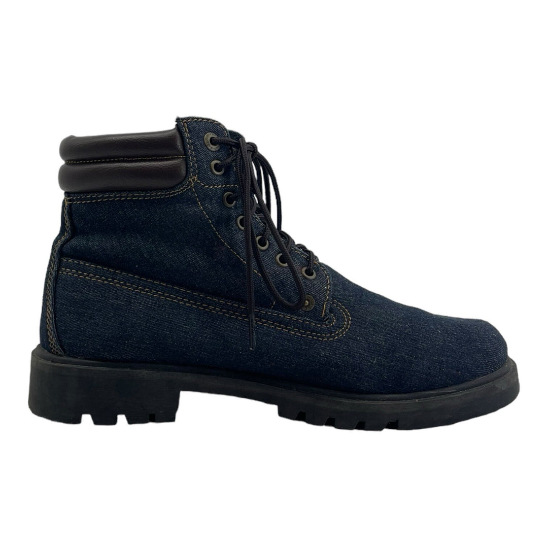 LEVIS Mens 10.5 Denim Boots Ankle Lace Up Lug Sole Dark Wash