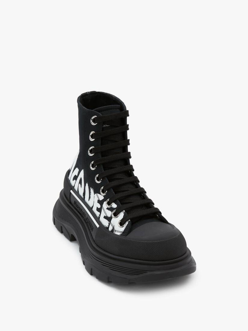 Alexander McQueen Wmns Tread Slick Boot 'McQueen Graffiti Logo - Black'