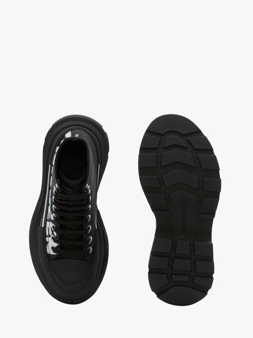 Alexander McQueen Wmns Tread Slick Boot 'McQueen Graffiti Logo - Black'